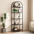 thumbnail image 1 of 5-Tier Arched Bookshelf, Industrial Style Open Bookcase with Metal Frame, Freestanding Display Shelving Unit for Living Room, Bedroom, Office Storage, 1 of 8