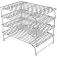 thumbnail image 1 of Cooling Baking Rack 4-tier Stackable Stainless Steel Wire Baking Cooking Racks Set For Cookie, Pizza, Cup Cake, Raised & Folding Feet, Oven Safe & Dis, 1 of 5