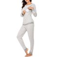 thumbnail image 1 of Grande Liquidation! Ensemble de Pyjama de Maternité et d'Allaitement pour Femmes, Pyjama d'Allaitement à Rayures, Ensemble Haut à Manches Longues et Bas, 1 of 7