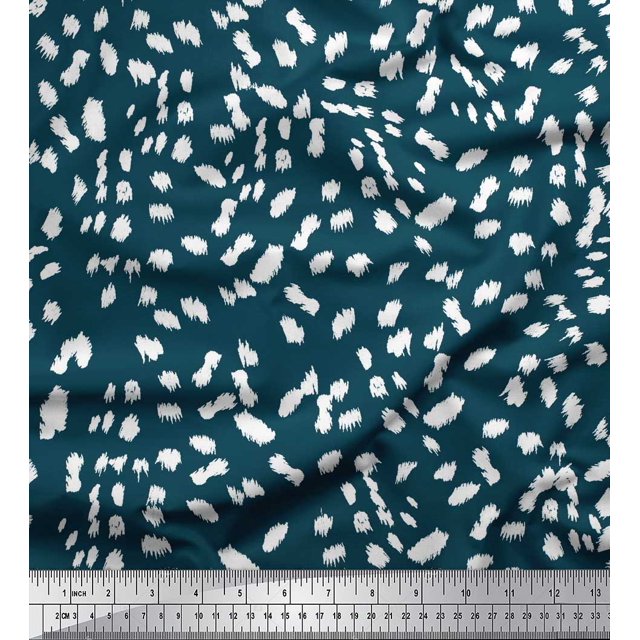 Soimoi Blue Poly Georgette Fabric Cow Animal Skin Print Sewing Fabric Yard 52 Inch Wide