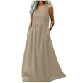 thumbnail image 1 of Kyusrd Robe Maxi pour Femmes Robe d'Été Débardeur Robe Sans Manches Robe Soleil Col en V Fluide Ligne A Longue avec Poche, 1 of 7