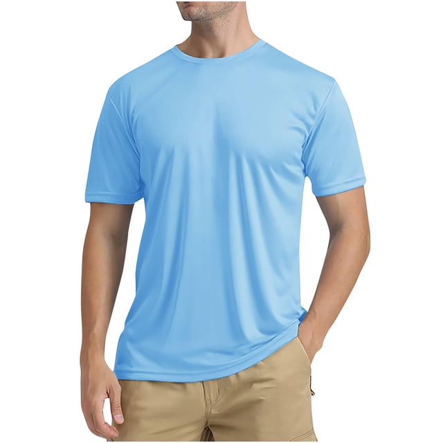 Shirts for Men, Mens Summer Solid Color Sunscreen Is Lightweight Breathable and Solid Color Short Sleeve Shirts