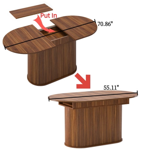 Taoruifang 55.11″–70.86″ Extendable Oval Dining Table with Striped