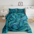 thumbnail image 1 of YST Teal Blue Line Comforter Set Twin Size,Bule Ombre Stripes Bedding Set,Abstract Ripple Down Comforter For Adult Teens Young,Western Art Aesthetics Style Quilt Set,Lightweight Soft Warm, 1 of 5
