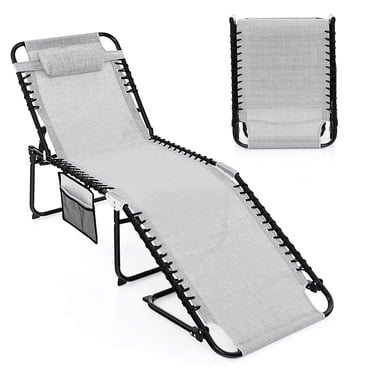 Costway Patio Folding Chaise Lounge Chair Portable Sun Lounger with Adjustable Backrest