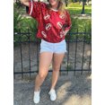 thumbnail image 4 of Fortune Hauts à Sequins pour Femmes Manches Courtes T-Shirts Imprimé Rugby Brillants Scintillants Tee Ample, 4 of 9