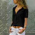 thumbnail image 2 of EQWLJWE Chemises à Manches Courtes pour Femmes Mode Décontractée Coupe Ample Boutonnée avec Poignets Légère Col en V Chemisier à Col Liquidation, 2 of 7