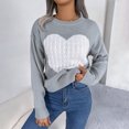 thumbnail image 4 of Fgnfyis S S Chandails pour Femmes Automne Hiver Imprimé Cœur Manches Longues Col Rond Tricoté Chandail Doux Chaud Col Roulé Décontracté Élégant Gri, 4 of 6
