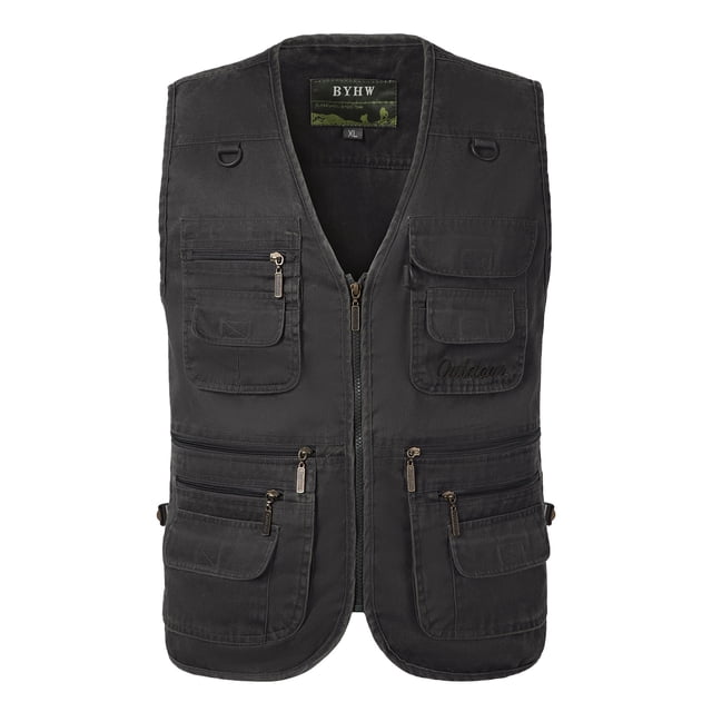 TIMIFIS Mens Mesh Outdoor Work Fishing Travel Photo Cargo Vests Summer Casual Work Multi Pockets Breathable Waistcoat JacketFall