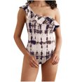 thumbnail image 1 of Birdeem Womens Tie-Dyed Contrast Color Camisole Shoulder Backless Bikini One-Piece Swimsuit, 1 of 7