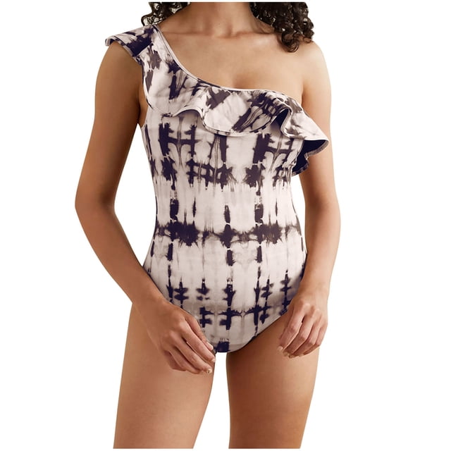 Birdeem Womens Tie-Dyed Contrast Color Camisole Shoulder Backless Bikini One-Piece Swimsuit