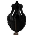 thumbnail image 1 of LSLJS Women's Lace Patchwork Stand-Up Collar Flared Sleeves Sliming Retro Dresses, Gothic Dress, 1 of 5