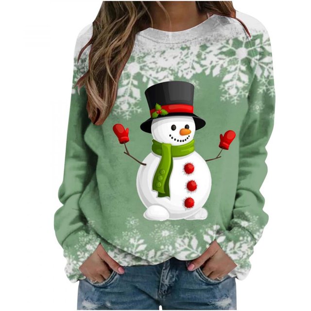 Femmes Pulls- Pull Drop Épaule Col Rond Manches Longues Noël Tricot Sweat-Shirts Floraux Décontractés Tops pour Automne/printemps/hiver Rouge L