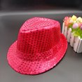 thumbnail image 2 of TiaoBug Women Men Sequin Fedora Hat Disco Hat Jazz Dance Hat Hip-Hop Rapper Stage Performance HotPink One Size, 2 of 4