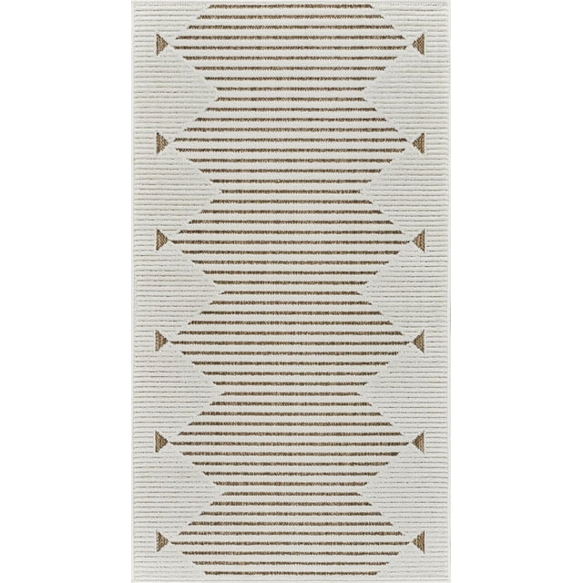 Rug Branch Maise Abstract Indoor Outdoor Area Rug, Beige Brown, Modern - Entryway, Hallway, Bathroom, and Kitchen