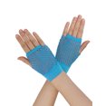 thumbnail image 1 of Unique Bargains Gants Résille Sans Doigts Extensibles Longueur Poignet pour Femmes 2 Paires Bleu Ciel, 1 of 5