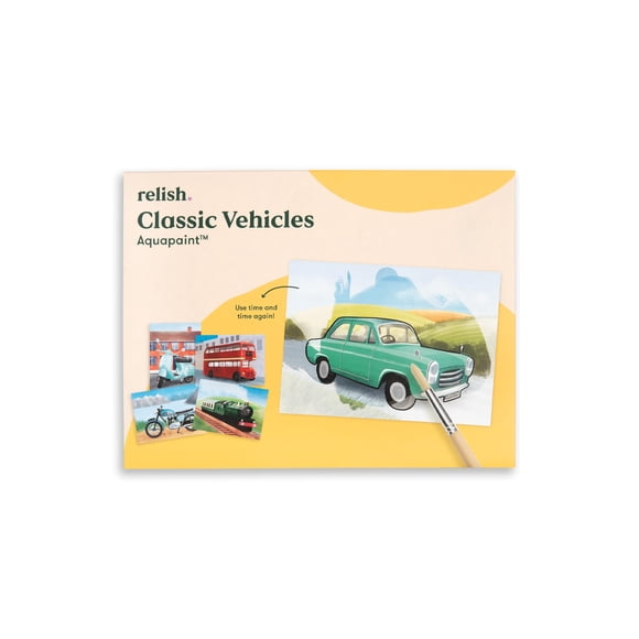 Relish Classic Vehicles Aquapaints - Pack of 5 Reusable Water Painting Alzheimer’s & Dementia Activities, Products & Aids for Elderly