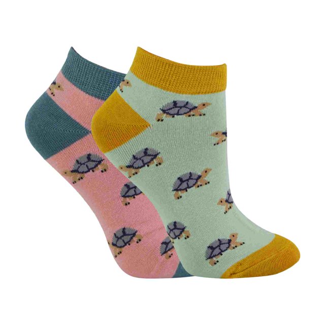 2 Pairs Ladies Bamboo Trainer Socks | Miss Sparrow | Breathable Novelty Animal Patterns Socks
