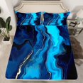 thumbnail image 2 of Marble Sheets Blue Stone Pattern Bed Sheets Set Full Size Watercolour Artwork Marbling Sheet Set Abstract Art Fluid Bedding Set For Kids Teens, 2 of 7