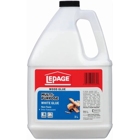 Lepage Multi Purpose White Wood Glue - High Strength Wood Adhesive for Furniture, Woodworking, Crafts, & Repairs - 3 L,