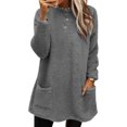 thumbnail image 1 of LUXUR Women Fuzzy Fleece T Shirt Loose Work Tops Gray L, 1 of 2