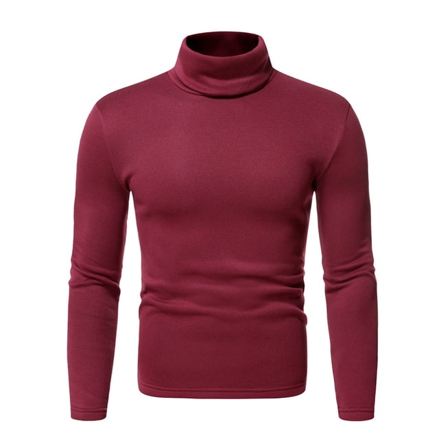 RKSTN T-Shirts à Manches Longues pour Hommes Col Roulé Hauts Unis Automne Hiver Doux Extensible Blouse de Base Hauts