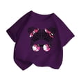 thumbnail image 3 of PMVFHDE T-Shirt à Manches Courtes à Col Rond pour Filles avec Imprimé de Dessin Animé Mignon, Hauts pour Enfants à la Mode et Confortables,2-Purple,7-8 Ans, 3 of 5