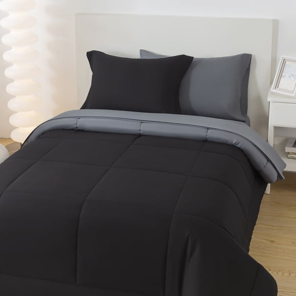 Mainstays 7-Piece Black Bed in a Bag, Queen