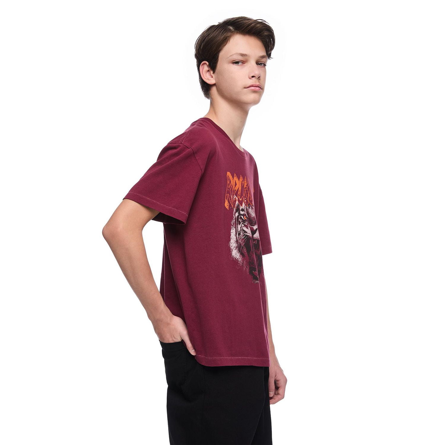T-shirt délavé à manches courtes avec encolure ras du cou Jackson pour garçons