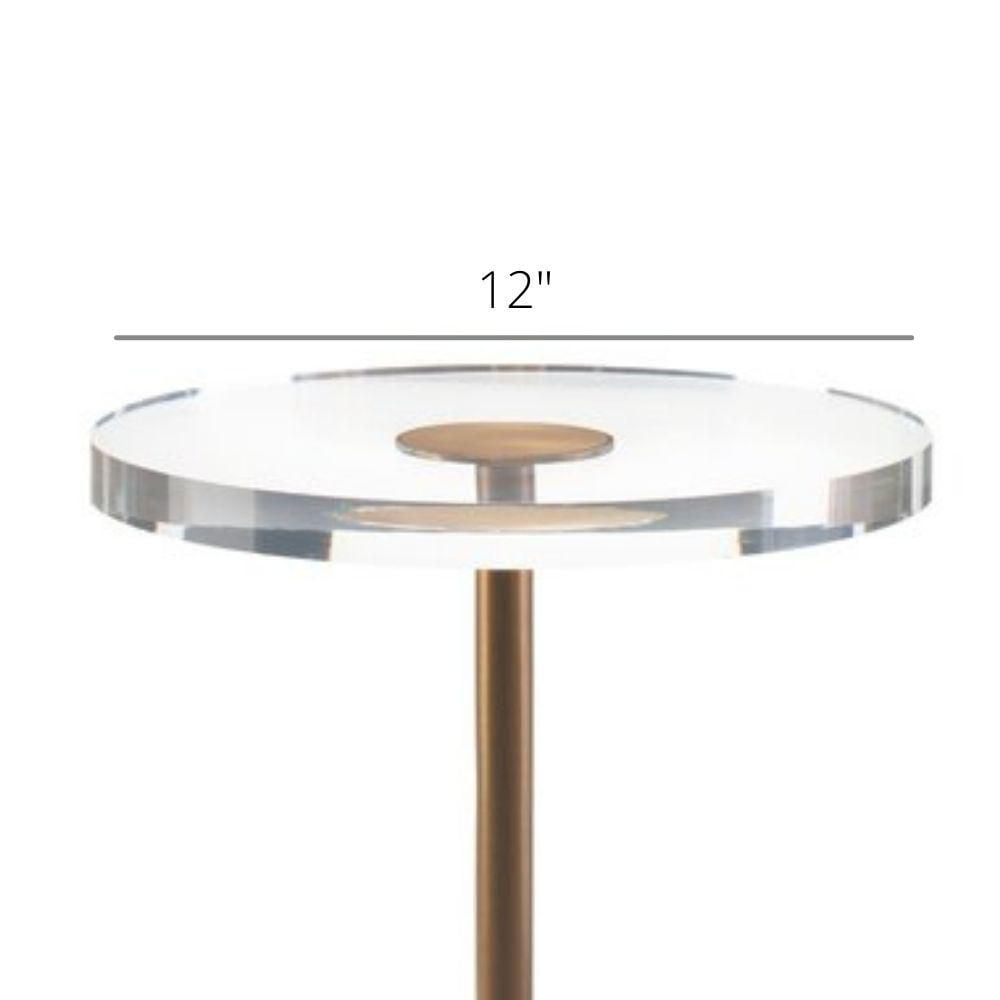 Round Acrylic Side Table with gold base 25"H x 12"W x 12"D , Acrylic Clear Side Table, Transparent Side Table, Round Acrylic Side Table, For Living Room, Entryway, Dining Room, Sofa Table
