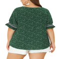thumbnail image 3 of CHUANK Women‘s Plus Summer Pin Dots Ruffle Short Sleeve V Neck Blouses, 3 of 6