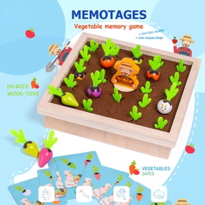 EGNMCR Parent-child Interactive Board Games Wooden Radish Memory Chess, Early Education Games Board game Birthday Gifts for Kids