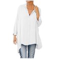 thumbnail image 2 of TIMIFIS Womens Oversized Shirts Button Down Long Sleeve Shirt V Neck Collar Loose Flowy Blouse-White-LFall s, 2 of 6