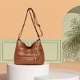 thumbnail image 3 of Ladies Cross Body Bag Messenger Large Over soft PU Shoulder Handbag Long Strap Brown, 3 of 8