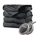 thumbnail image 1 of Sunbeam Luxurious Velvet Electric Heated Blanket, Auto Shut-Off, 10 Heat Settings,Two Controllers, Machine Washable, Queen (Charcoal Gray), 1 of 5