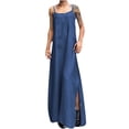thumbnail image 2 of CEHVOM Robe Tube en Denim Ample à Bretelles pour Femme, Jupe Longue Fendue, 2 of 6