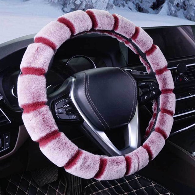 TIMIFIS Steering Wheel Cover Car Steering Wheel Cover Imitation Wool Short Hair Winter Handle Cover Warm and Cold Proof Lint Handle Cover Steering Covers