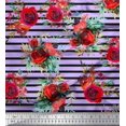 thumbnail image 1 of Soimoi Tissu Poly Georgette Feuilles et Imprimé de Fleurs de Roses, Tissu au Mètre, 42 Pouces de Large, 1 of 3