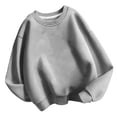 thumbnail image 1 of lcziwo Chandail pour Enfants à Col Rond, Chandail de Base Uni pour Enfants, Tunique Décontractée Oversize à Épaules Tombantes à Manches Longues, Mode Automne Hiver Sans Capuchon Gris, 7 Ans, 1 of 4