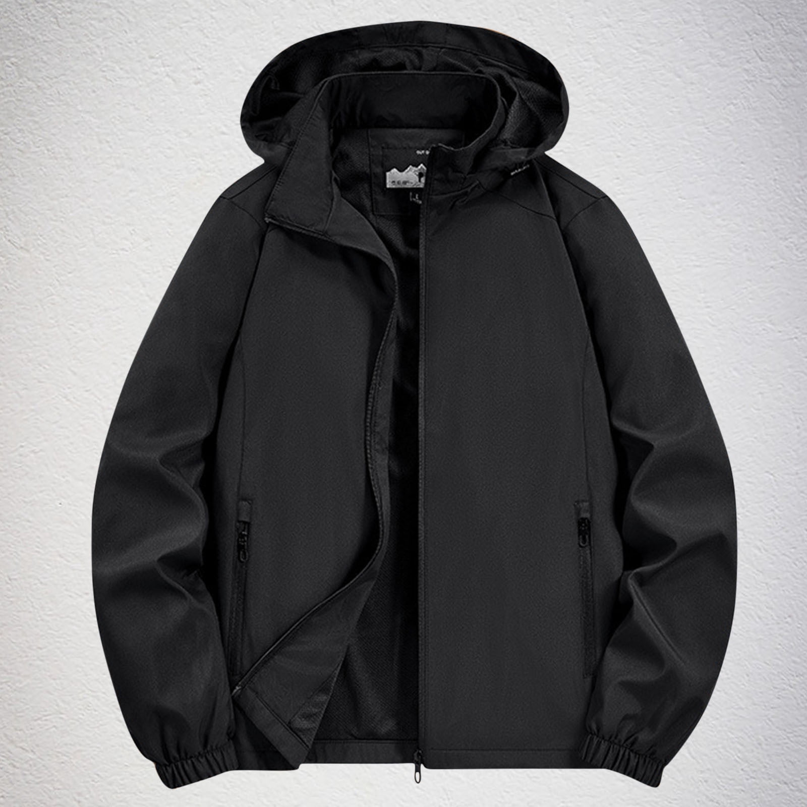 LOVZFMLL Jackets for Men's Solid Color Velvet Winter Windproof Hooded Long Sleeved Pocket