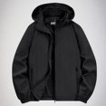 thumbnail image 1 of LOVZFMLL Jackets for Men's Solid Color Velvet Winter Windproof Hooded Long Sleeved Pocket, 1 of 7