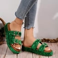 thumbnail image 3 of IUJSOY Womens Sandals Cork Footbed Slide Summer Beach Platform Sequin Adjustable Buckle Slippers, 3 of 9