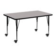 thumbnail image 1 of Mobile 30''W x 48''L Rectangular Grey HP Laminate Activity Table - Height Adjustable Short Legs, 1 of 3
