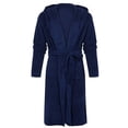 thumbnail image 3 of Innerwin Bath Robes Hoodie Men's Wrap Robe Winter Long Sleeve Soft Dressing Gown Navy Blue XL, 3 of 7