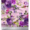 thumbnail image 1 of Soimoi Poly Georgette Fabric Leaves & Rose Flower Print Sewing Fabric Yard 52 Inch Wide, 1 of 3