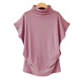 thumbnail image 3 of AMERTEER Blouse Décontractée en Coton à Manches Courtes et Col Roulé pour Femmes, Grande Taille, 3 of 5