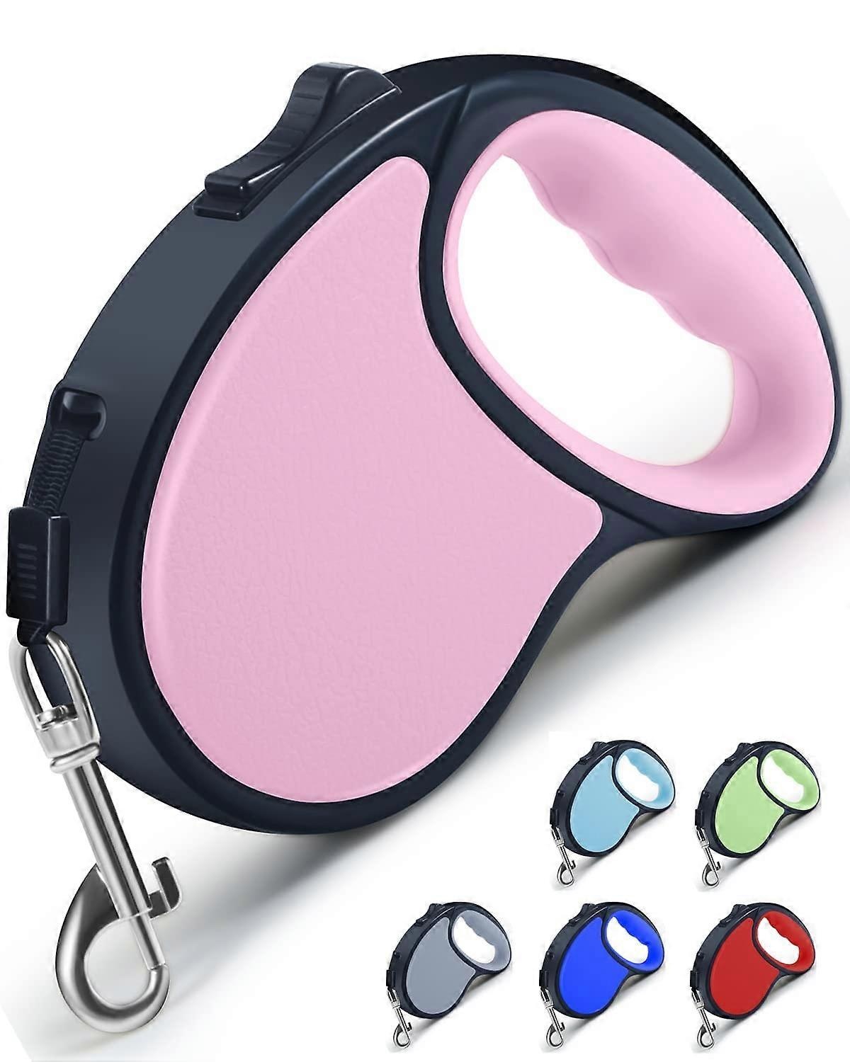 Retractable dog leash, 5M/16FT dog leash 360 tangle free (Pink)