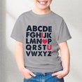 thumbnail image 2 of T-shirts Filles Été Imprimé Lettre Col Rond Manches Courtes T-Shirt Décontracté Hauts Filles Gris 3-4 Ans, 2 of 4