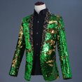 thumbnail image 4 of TIMIFIS Mens Shiny Sequin Blazer Dinner Prom Wedding One Button Suit Jacket Lapel Dress Blazer, 4 of 5