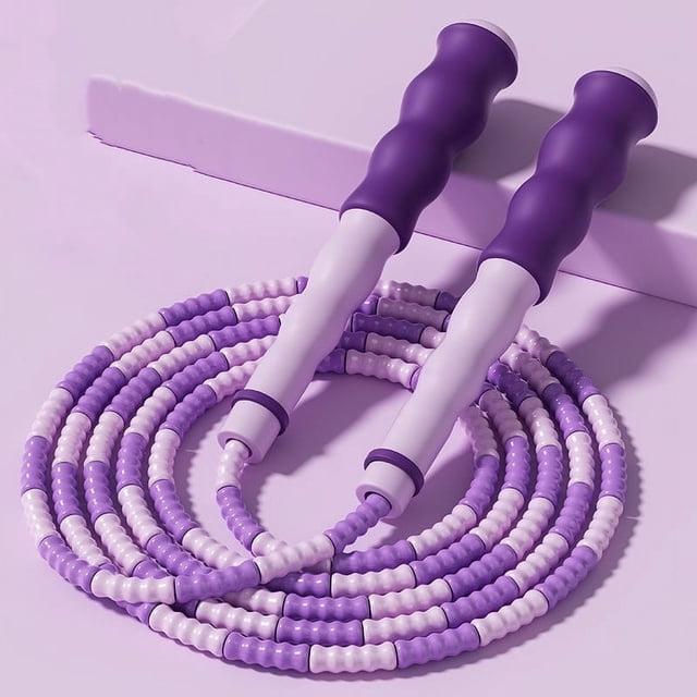 Fridja Jump Ropes for Kids, Soft Beaded Jump Ropes, 9 ft Adjustable Length Lightweight Segmented Soft Beaded Skipping Ropes for Women and Men Keeping Fit, Workout and Sport, Purple